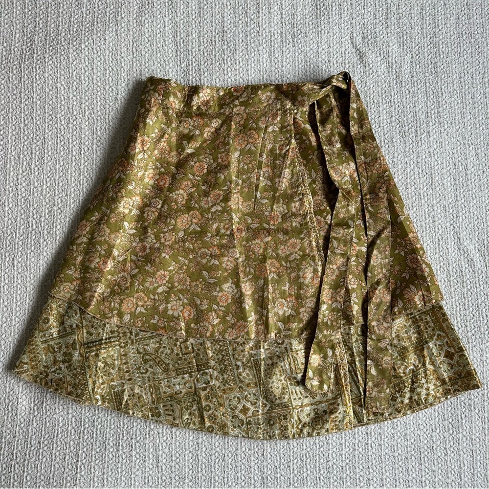 Floral Silk Wrap Skirt